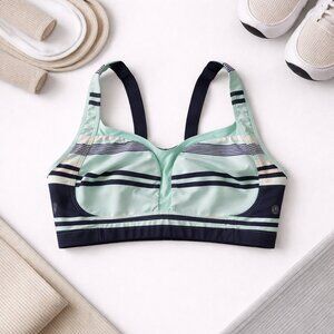 Lululemon 34DD Striped Sports Bra Blue Mint Athletic Yoga Bra